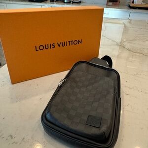 Louis Vuitton Black Leather Sling Bag
